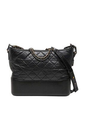Chanel CC Logo Gabriel de Crossbody Chain Shoulder Bag Black Leather